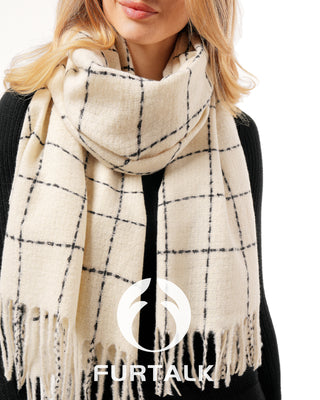 FURTALK Plaid Winter Scarf for Women Soft Cashmere Feel Shawls Wraps