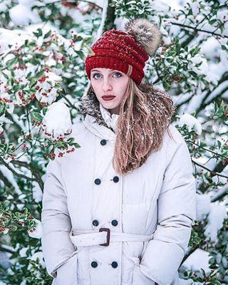 FURTALK Womens Winter Knit Beanie Hat Slouchy Skull Cap Faux Fur Pom Pom Hats Cap for Girls Double Layer Warm Original