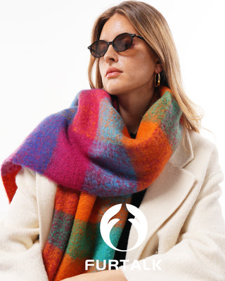 FURTALK Chunky Thick Blanket Scarves Warm Colorful Long Wrap