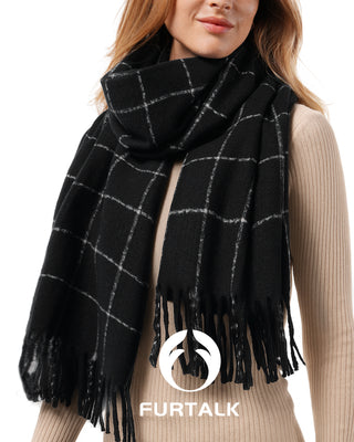 FURTALK Plaid Winter Scarf for Women Soft Cashmere Feel Shawls Wraps