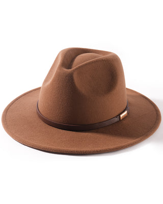 FURTALK Fedora Hats for Men Women Wide Brimwith Belt Buckle Adjustable Size