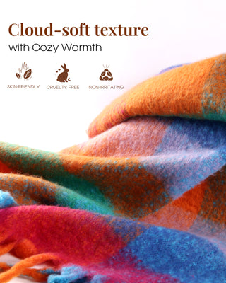 FURTALK Chunky Thick Blanket Scarves Warm Colorful Long Wrap
