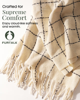 FURTALK Plaid Winter Scarf for Women Soft Cashmere Feel Shawls Wraps