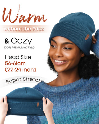 FURTALK Satin Lined Beanie for Women Men Knit Beanie Hat Acrylic Winter Hats Warm Slouchy Skull Cap