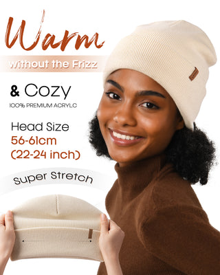 FURTALK Satin Lined Beanie for Women Men Knit Beanie Hat Acrylic Winter Hats Warm Slouchy Skull Cap