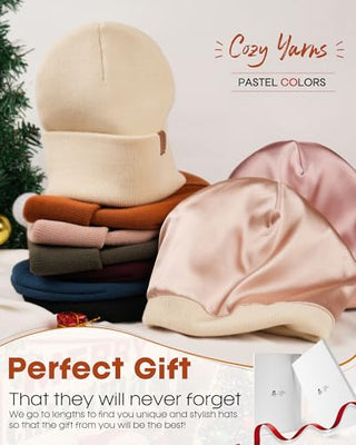 FURTALK Satin Lined Beanie for Women Men Knit Beanie Hat Acrylic Winter Hats Warm Slouchy Skull Cap