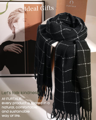FURTALK Plaid Winter Scarf for Women Soft Cashmere Feel Shawls Wraps