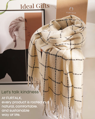 FURTALK Plaid Winter Scarf for Women Soft Cashmere Feel Shawls Wraps