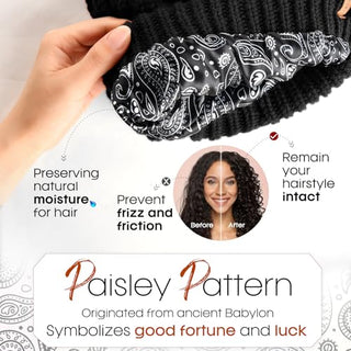 FURTALK Satin Lined Cable Knit Chunky Slouchy Beanie