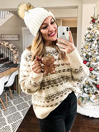 FURTALK Winter Knitted Beanie Hat with Pom Pom