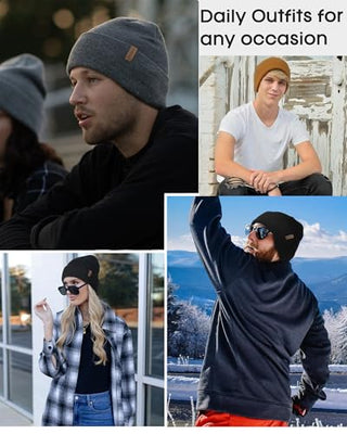 FURTALK Unisex  Cuffed Thick Knitted Beanie Skull Cap