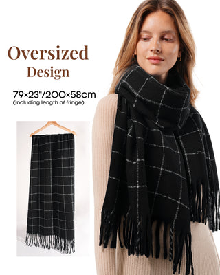 FURTALK Plaid Winter Scarf for Women Soft Cashmere Feel Shawls Wraps