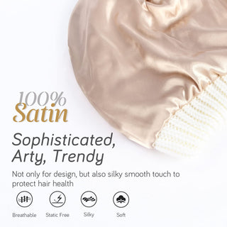 FURTALK Satin Lined Cable Knit Chunky Slouchy Beanie