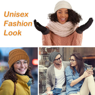 FURTALK Satin Lined Cable Knit Chunky Slouchy Beanie