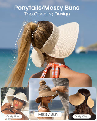 FURTALK Visor Wide Brim Straw Hat