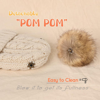 FURTALK Toddler Warm Winter Hat Kids Baby Knitted Soft Beanie with Double Faux Fur Pom Poms