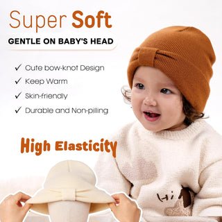 FURTALK Baby Beanie Winter Hat Knitted Warm Hat with Cute Bow Infant Toddler Cuffed Beanies