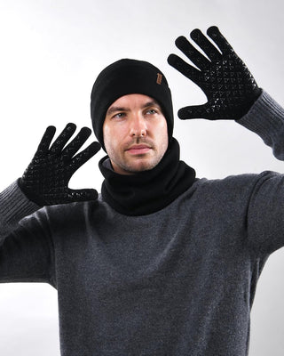 FURTALK Fleece Lined Hat Scarf Touchscreen Gloves Set 3 Pcs Warm Knit Beanies