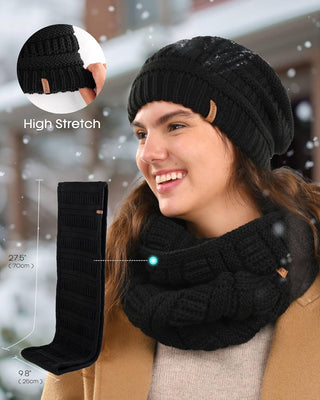 FURTALK Womens Winter Hat Gloves Scarf Set Gift Slouchy Beanie Touchscreen Gloves for Women