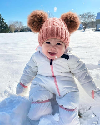 FURTALK Toddler Warm Winter Hat Kids Baby Knitted Soft Beanie with Double Faux Fur Pom Poms