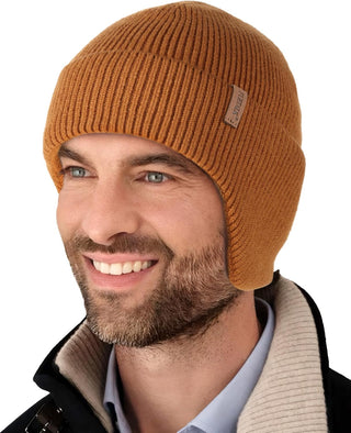 FURTALK Winter Beanie Hats with Earflap for Men Warm Fleece Line Knitted Outdoor Caps