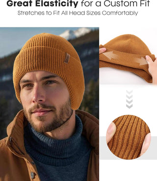 FURTALK Winter Beanie Hats with Earflap for Men Warm Fleece Line Knitted Outdoor Caps