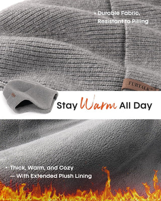 FURTALK Winter Beanie Hats with Earflap for Men Warm Fleece Line Knitted Outdoor Caps