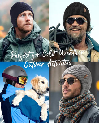 FURTALK Winter Beanie Hats with Earflap for Men Warm Fleece Line Knitted Outdoor Caps