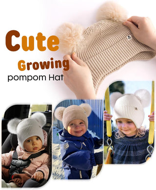 FURTALK Baby Toddler Winter Hat Pom Pom Beanie Girls Boys with Fleece Lined Kids Warm Cap