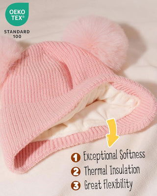 FURTALK Baby Toddler Winter Hat Pom Pom Beanie Girls Boys with Fleece Lined Kids Warm Cap