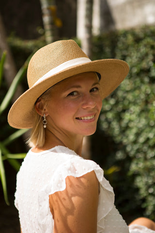 FURTALK UPF80 Wide Brim Fedora Straw Panama Hat