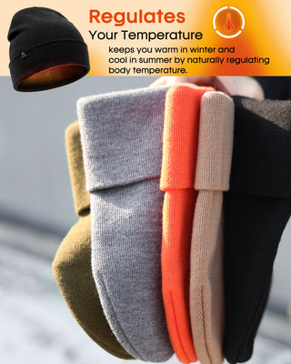 FURTALK 100% Merino Wool Beanie Hat for Men Women Warm Winter Hat Double Layer Knitted Beanies