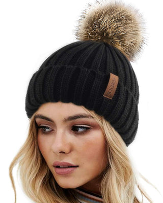 FURTALK Winter Knitted Beanie Hat with Pom Pom