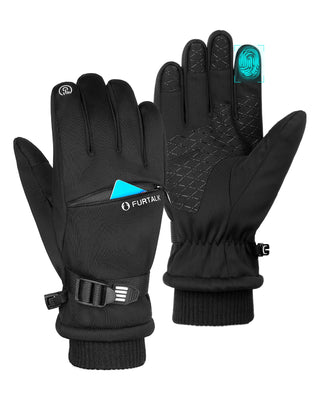 FURTALK Winter Gloves for Men Women with Card Pocket Waterproof Windproof Touchscreen Warm Ski Snow Fleece Lined