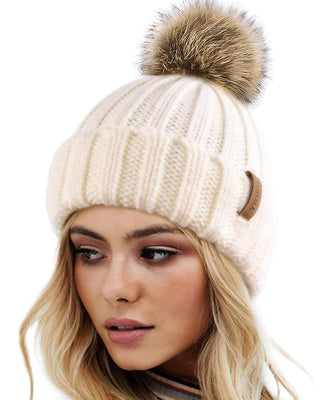 FURTALK Winter Knitted Beanie Hat with Pom Pom