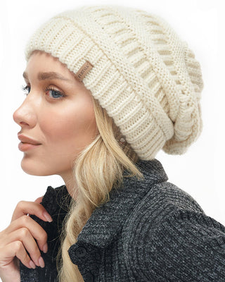 FURTALK Winter Knit Slouchy Beanie Hat Warm Skull Ski Cap
