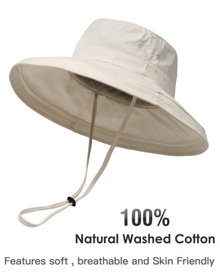 Sun Hats for Women Breathable Cotton Summer Hat with Fold-Up Brim