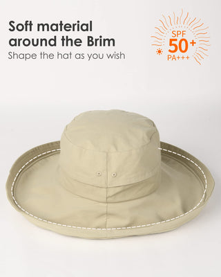 Sun Hats for Women Breathable Cotton Summer Hat with Fold-Up Brim