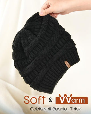 FURTALK Winter Knit Slouchy Beanie Hat Warm Skull Ski Cap