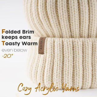 FURTALK Winter Knitted Beanie Hat with Pom Pom