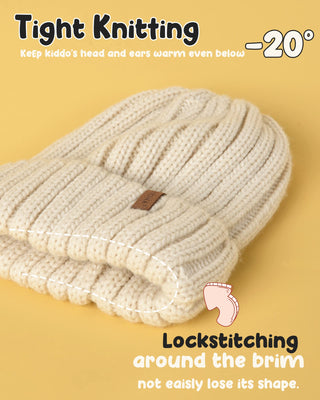 FURTALK Knitted Pom Beanie Hat Cotton Lined Pom Pom Cap