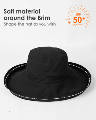 Sun Hats for Women Breathable Cotton Summer Hat with Fold-Up Brim