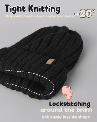 FURTALK Knitted Pom Beanie Hat Cotton Lined Pom Pom Cap