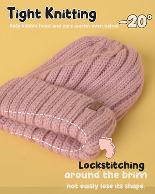 FURTALK Knitted Pom Beanie Hat Cotton Lined Pom Pom Cap