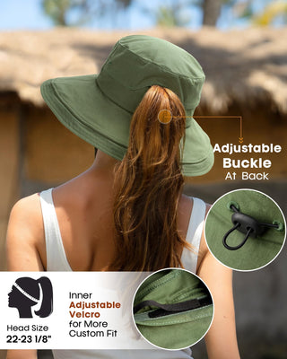 Sun Hats for Women Breathable Cotton Summer Hat with Fold-Up Brim