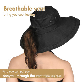 Sun Hats for Women Breathable Cotton Summer Hat with Fold-Up Brim