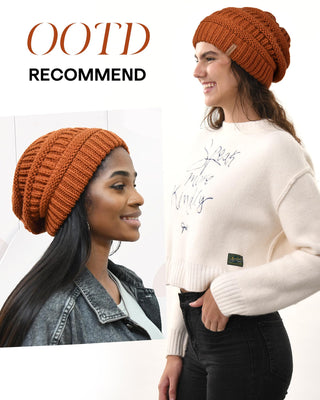 FURTALK Winter Knit Slouchy Beanie Hat Warm Skull Ski Cap