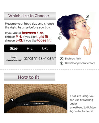 FURTALK Womens Wide Brim Sun Hat with Wind Lanyard UPF Summer Straw Sun Hats for Women