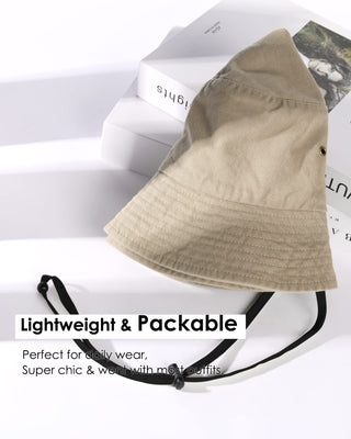 Bucket Hats for Women Washed Cotton Packable Summer Beach Sun Hats