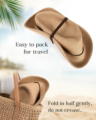 FURTALK Womens Summer Straw Sun Hats Wide Brim Panama Fedora Beach Hat with Wind Lanyard UPF 80+